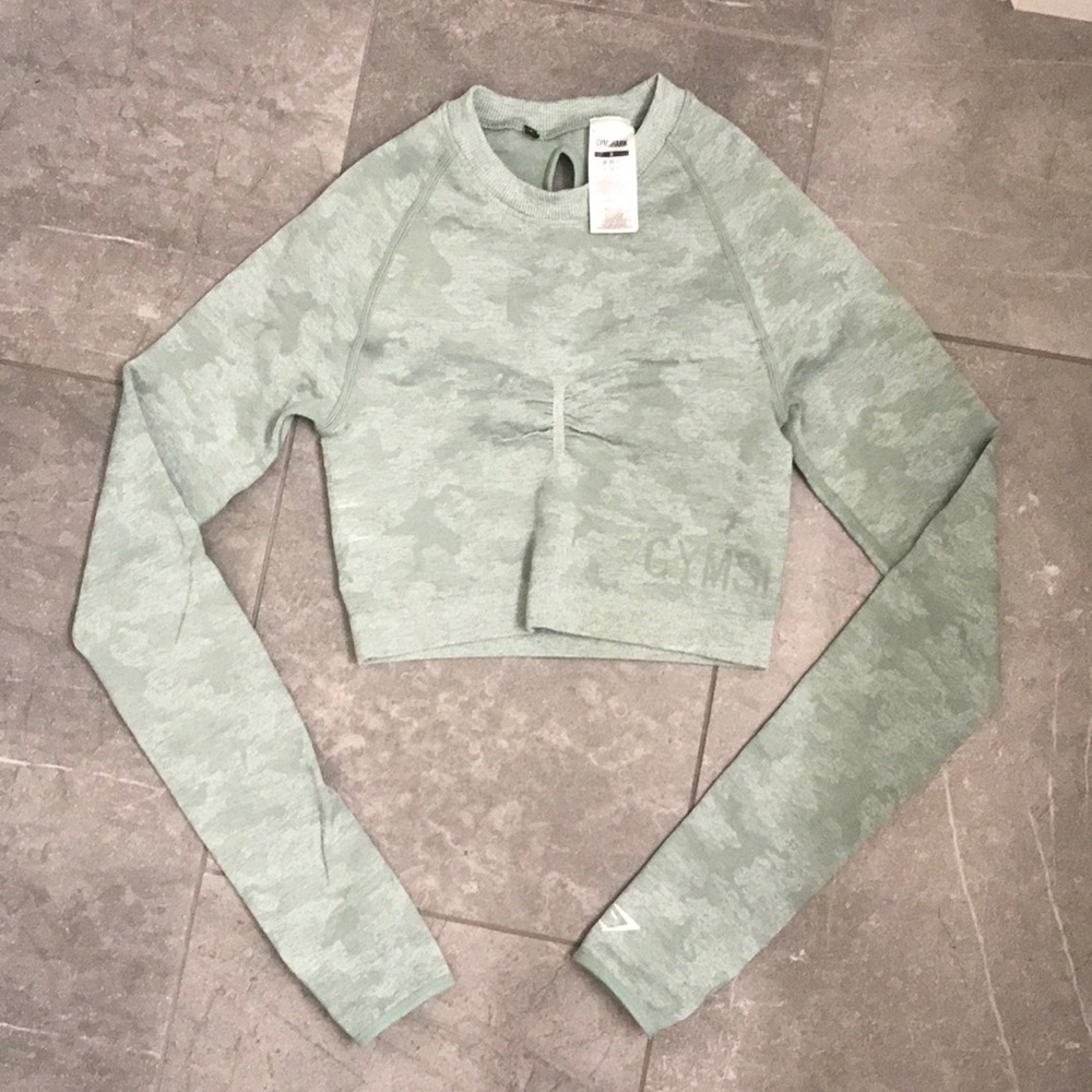 Gymshark green camo crop top